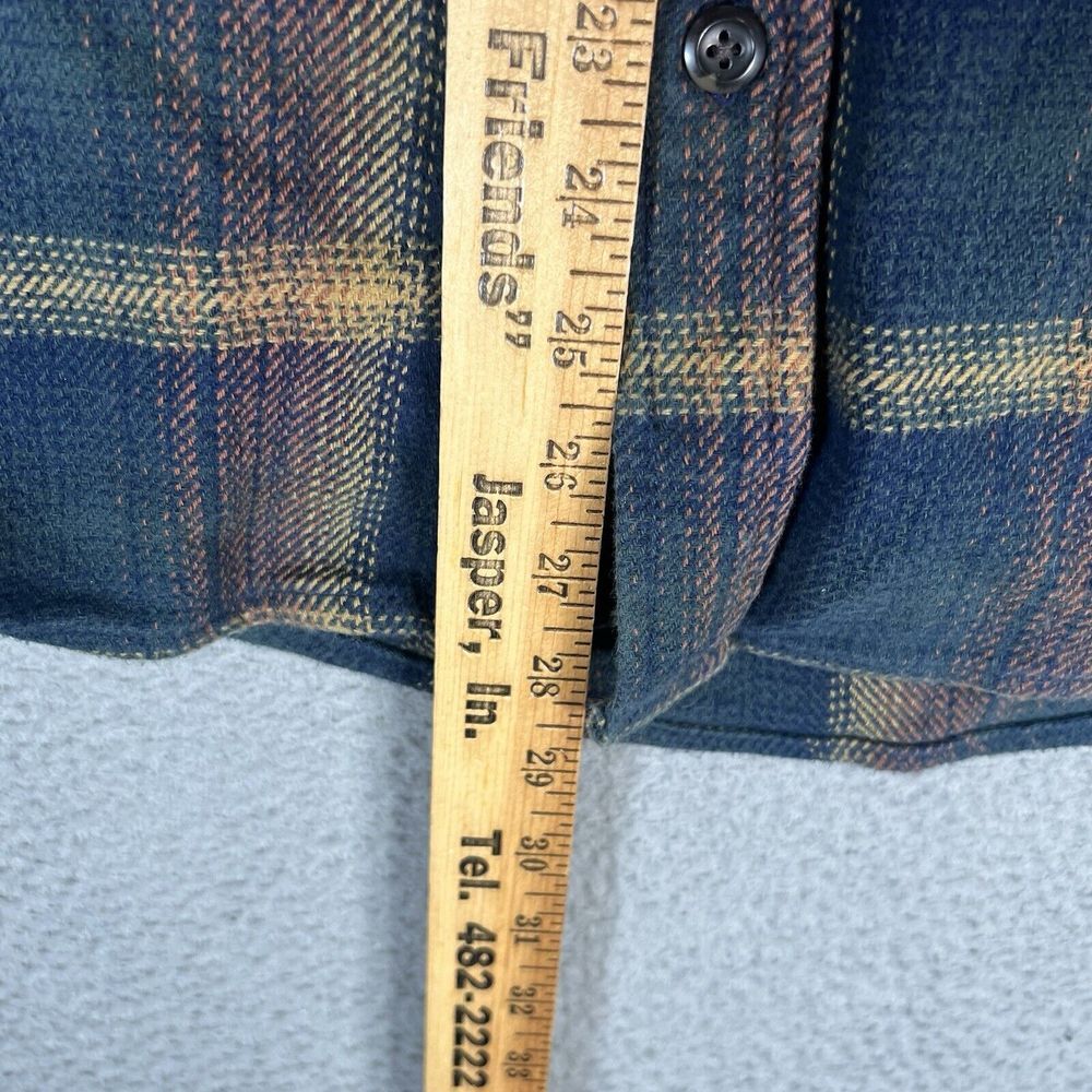 Orvis Shirt Mens Medium Blue Plaid Big Bear Heavyweight Flannel Shacket Outdoors - Picture 4 of 7